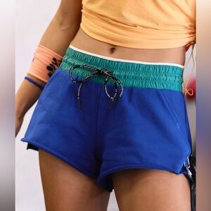 Free People Dream Big Cotton Blend Shorts in Athlete Blue Combo Size M. NWT